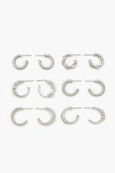 Twisted Rhinestone Hoop Earring Set