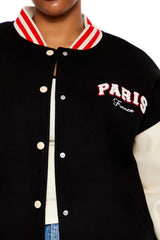 Plus Size Paris Varsity Jacket