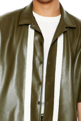 Striped Faux Leather Shirt