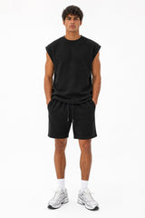 Textured Cutoff Tank and Shorts Set