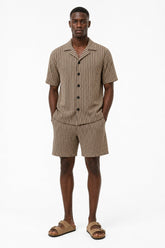 Striped Textured Knit Shorts