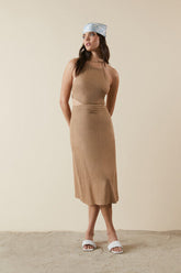 Cutout Self-Tie Halter Dress