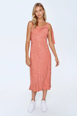 Floral Cowl Neck Midi Dress