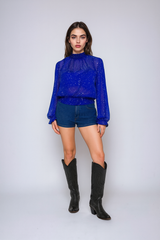 Celestial Print Sheer Chiffon Top