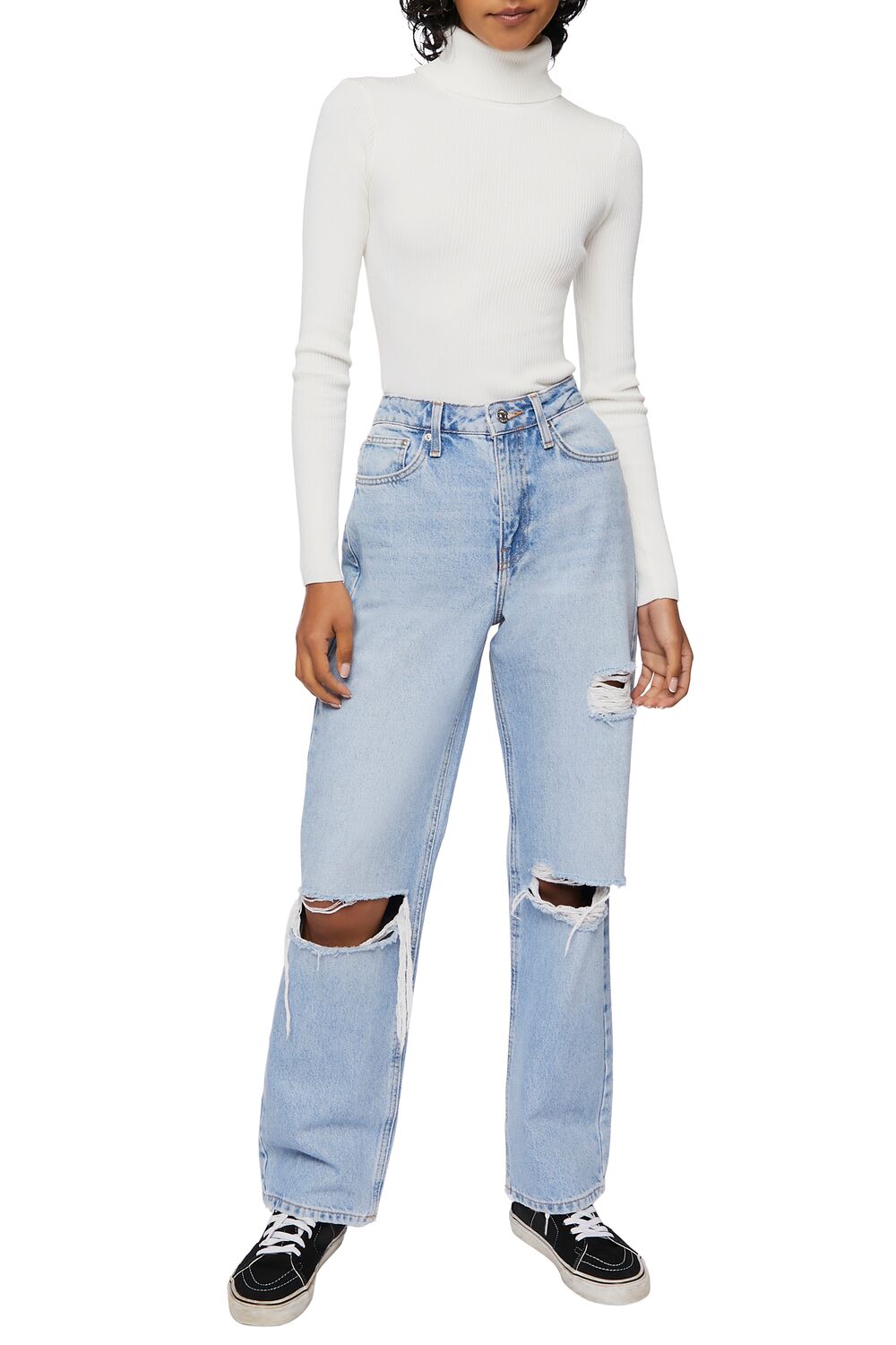 Ribbed Turtleneck Sweater-Knit Top