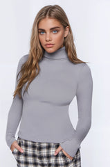 Ribbed Turtleneck Sweater-Knit Top