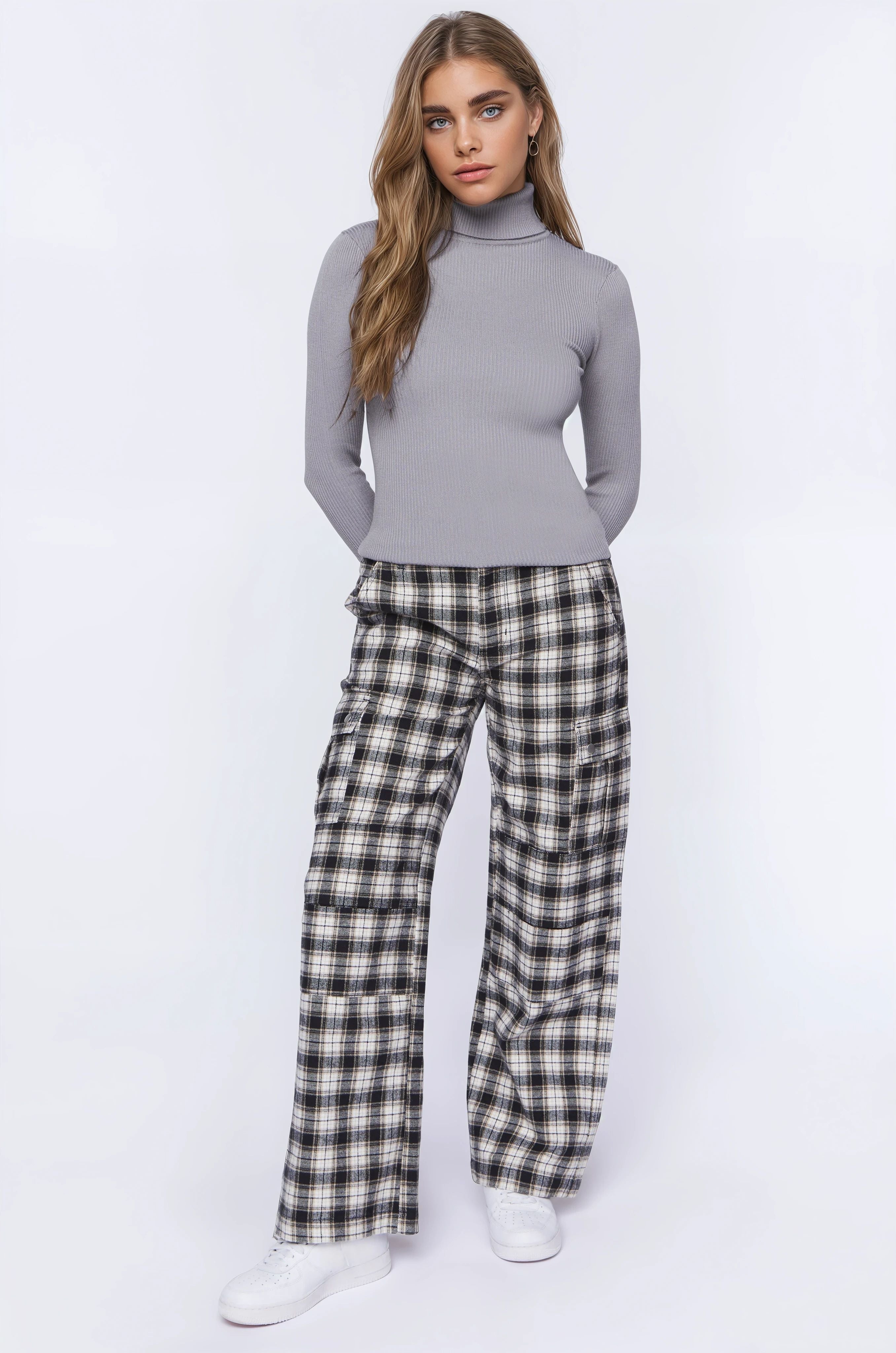 Ribbed Turtleneck Sweater-Knit Top