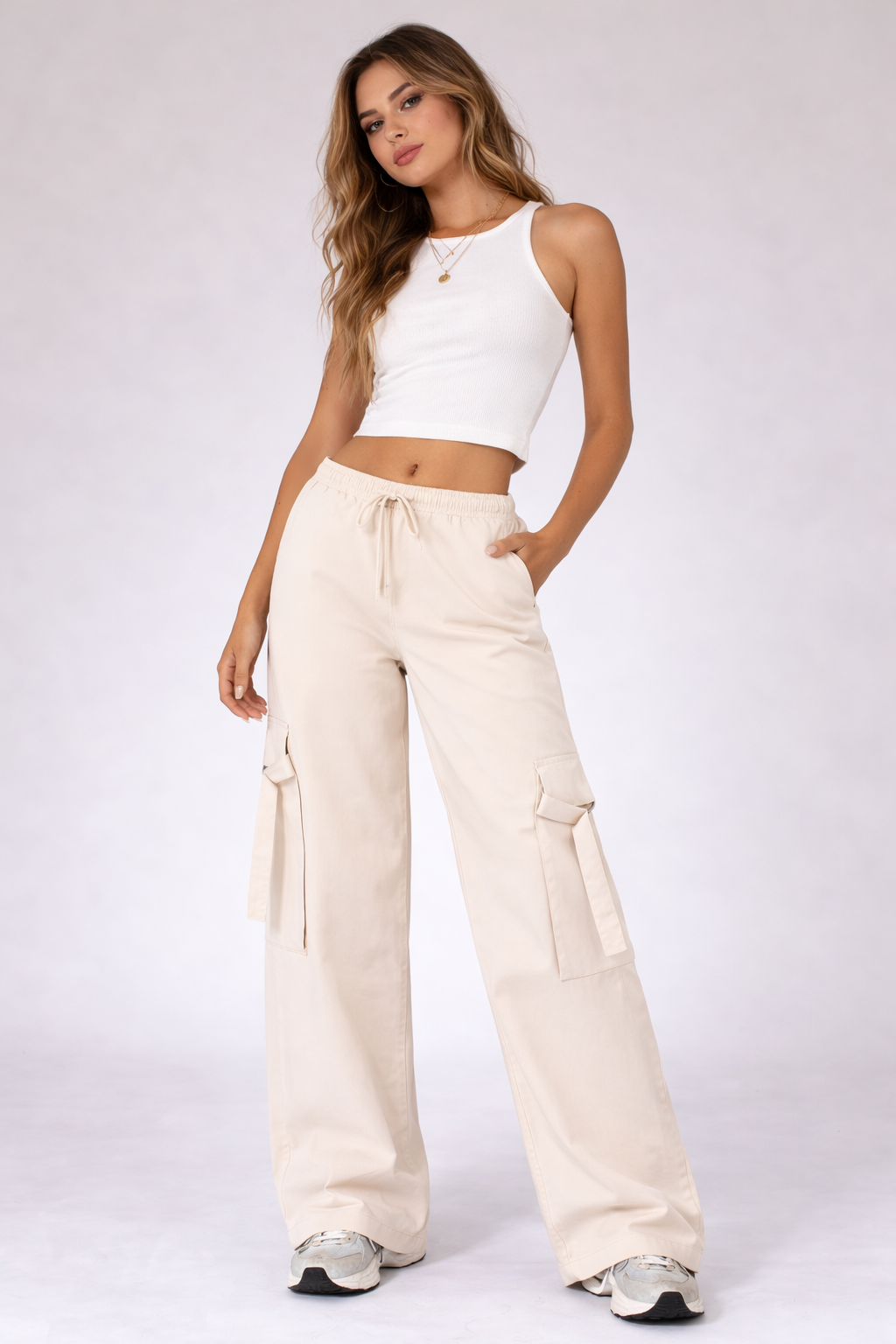 Twill High-Rise Utility Pants