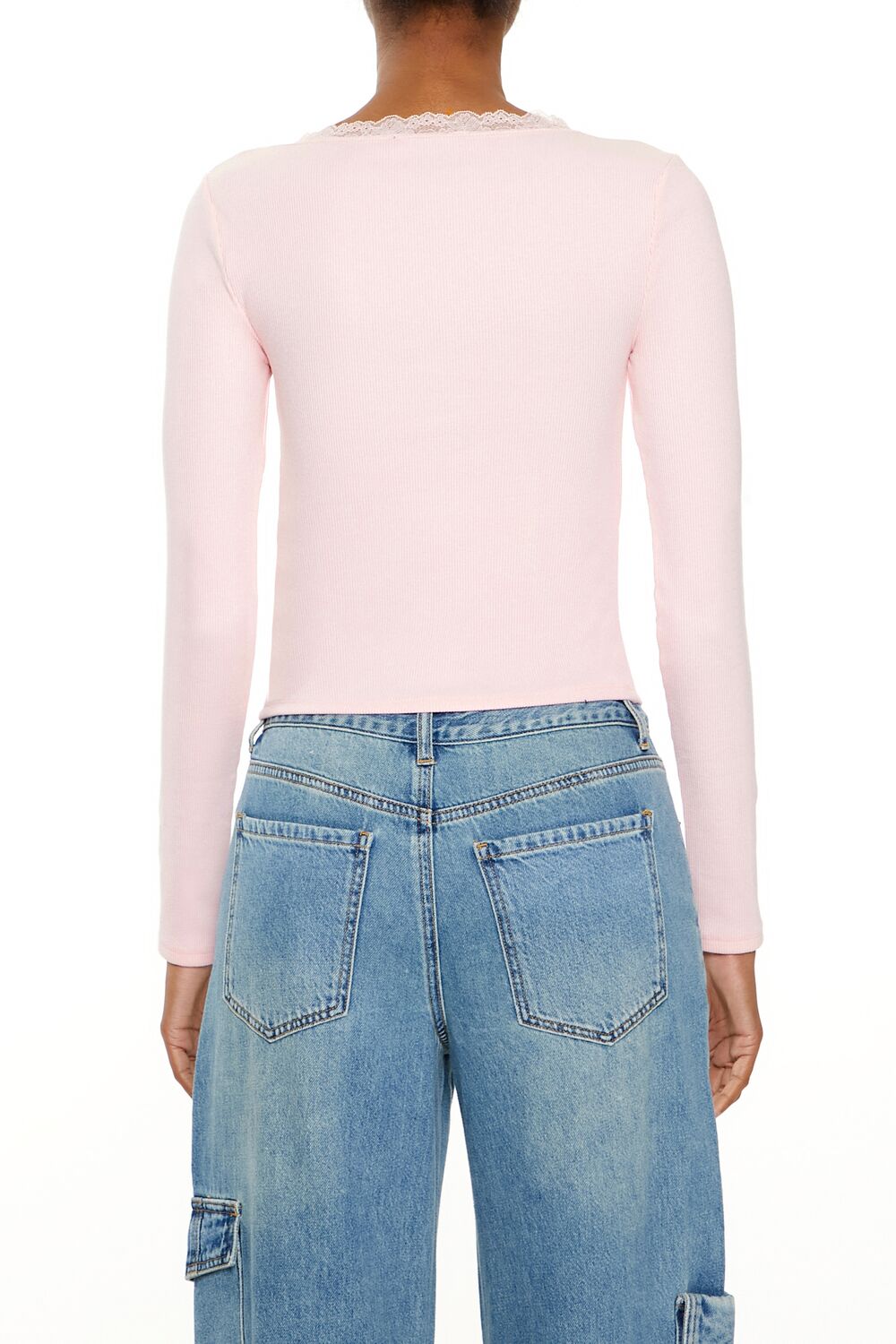 Ribbed Lace-Trim Top