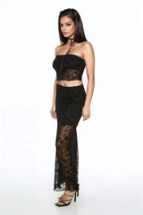 Floral Lace Tube Top & Skirt Set