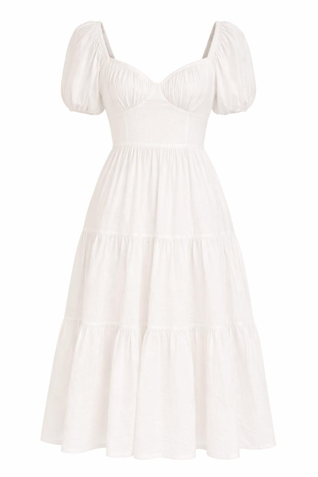 Tiered Puff-Sleeve Maxi Dress