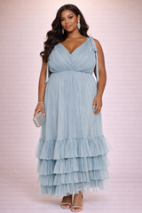 Plus Size Tiered Tie-Strap Maxi Dress