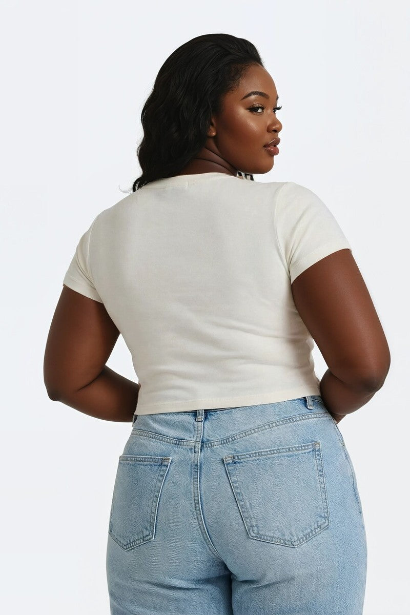Plus Size Cropped Basic Tee