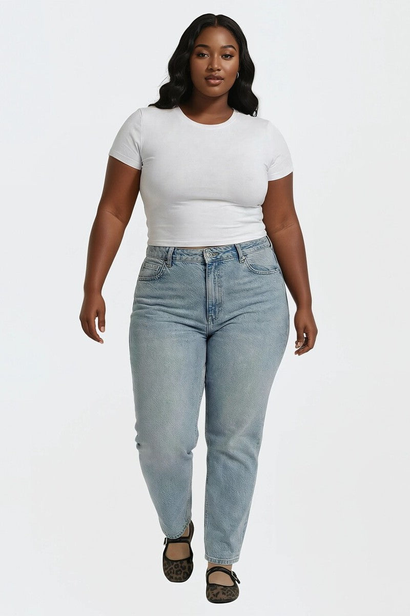 Plus Size Cropped Basic Tee