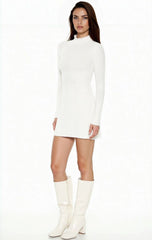 Ribbed Knit Mock Neck Mini Dress