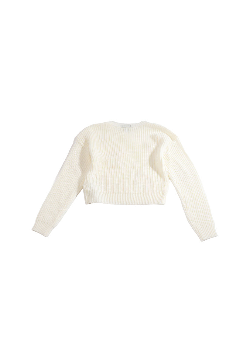 Girls Cropped Heart Knit Sweater