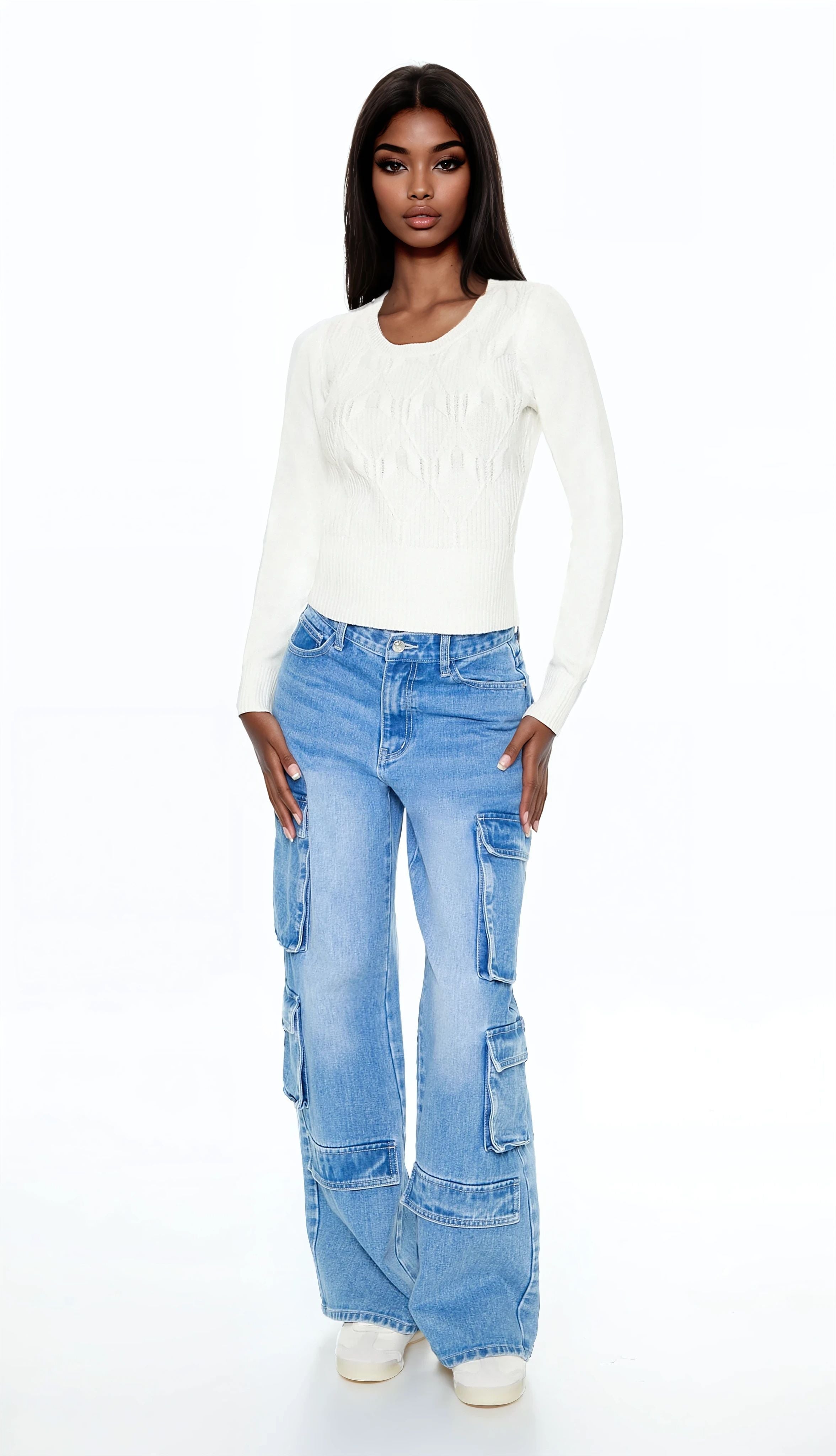 Cropped Lattice Sweater