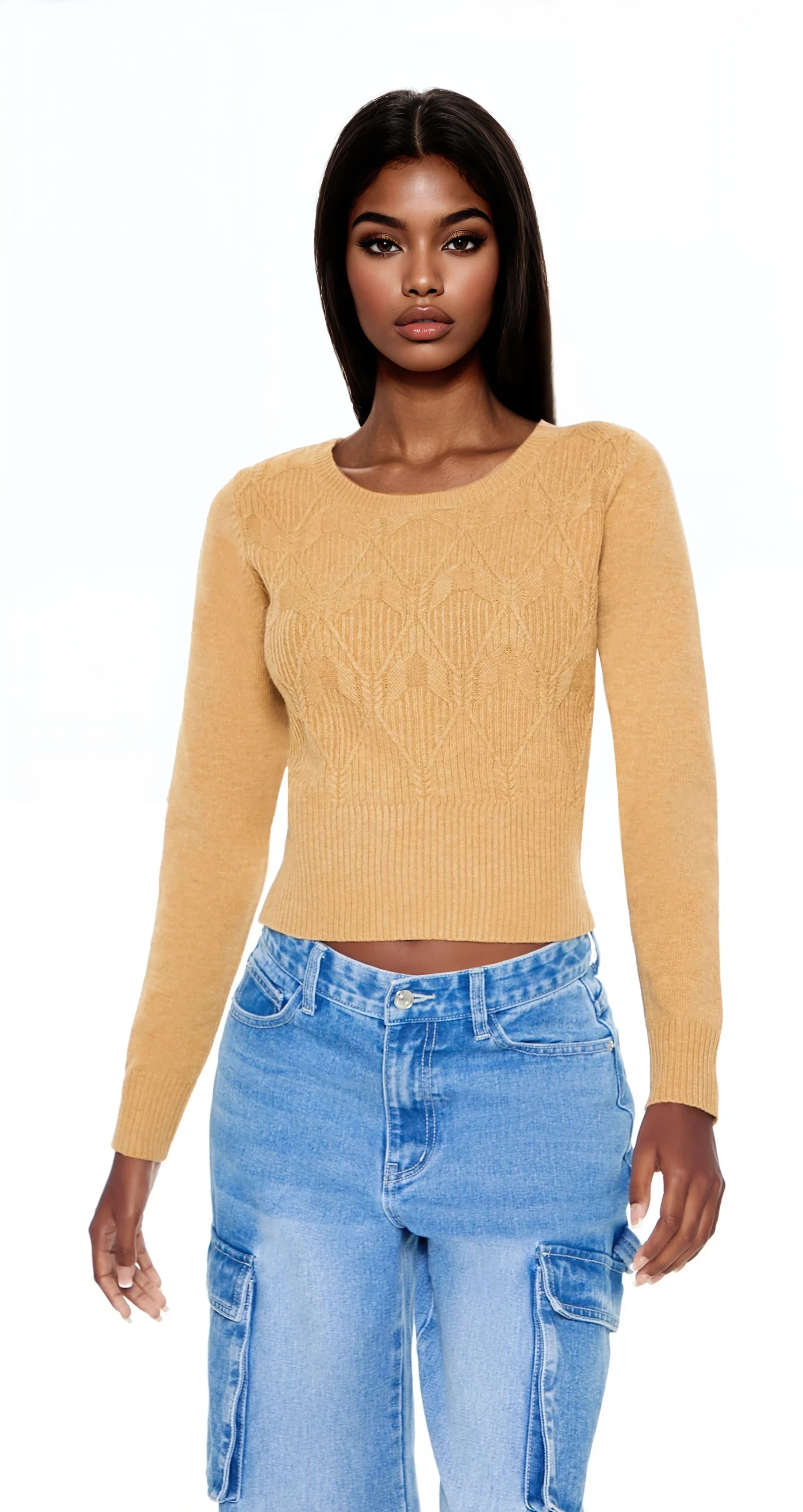 Cropped Lattice Sweater