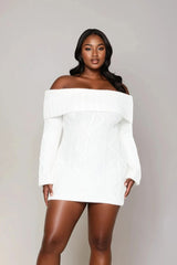 Plus Size Cable Knit Mini Sweater Dress
