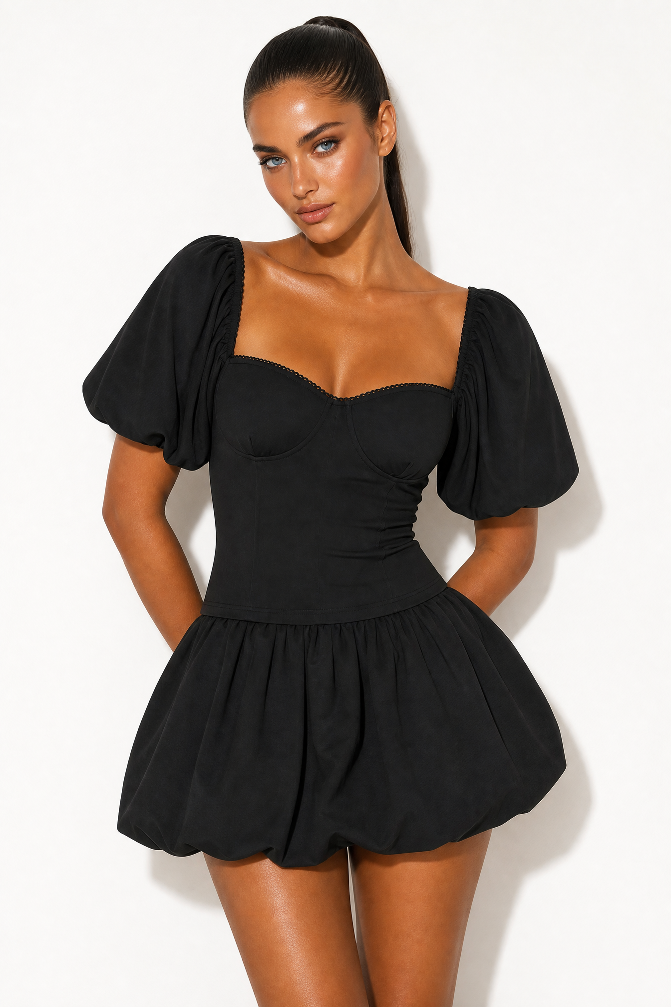 Jersey Knit Puff-Sleeve Top