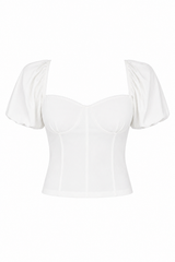 Jersey Knit Puff-Sleeve Top