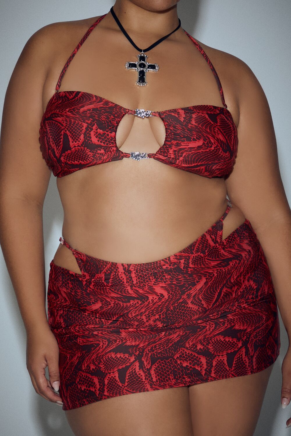 Plus Size Bratz Snake Print Bikini Top & Bottoms Set