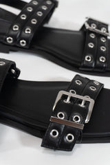 Grommet Strap Leather Sandals