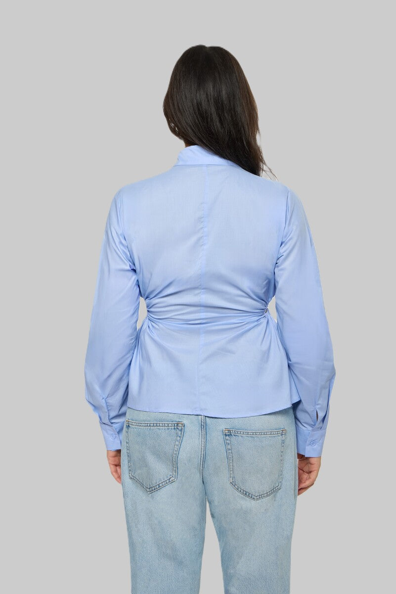 Cinched Cutout Button-Up Shirt