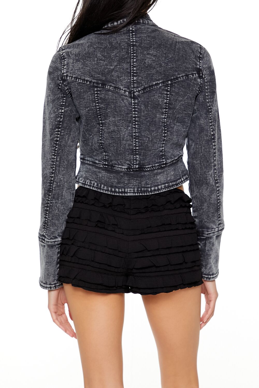 Denim Mineral Wash Moto Jacket