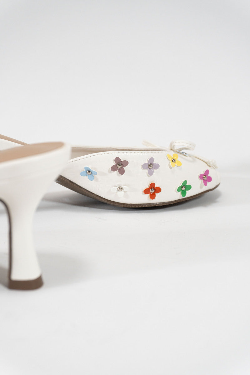 Floral Embellished Heeled Mules