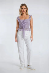 Ruffle Lace Cropped Top
