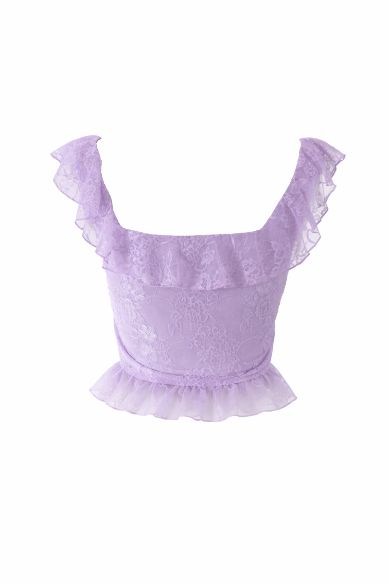 Ruffle Lace Cropped Top