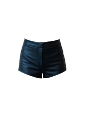 Rhinestone Fringe Faux Leather Shorts