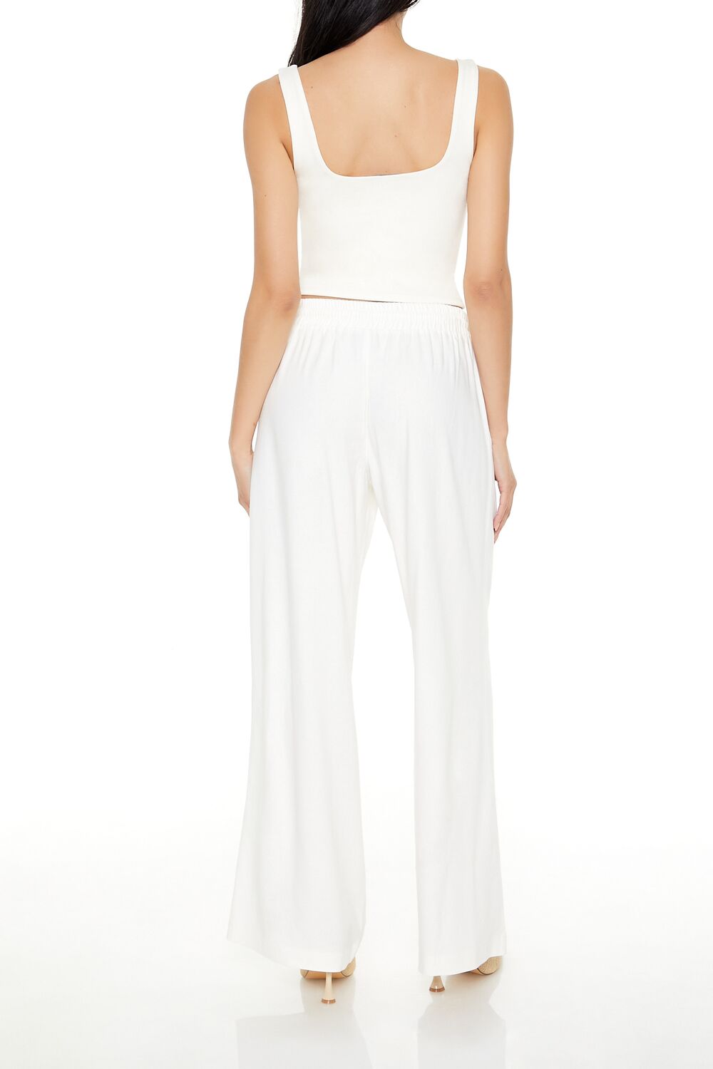 Shirred Tie-Waist Wide-Leg Pants