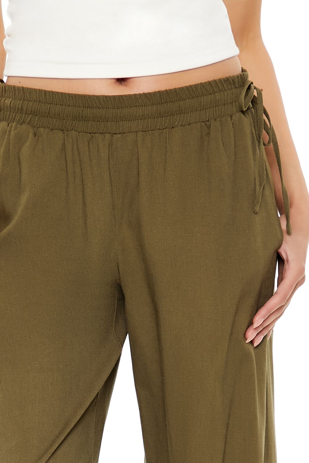 Shirred Tie-Waist Wide-Leg Pants