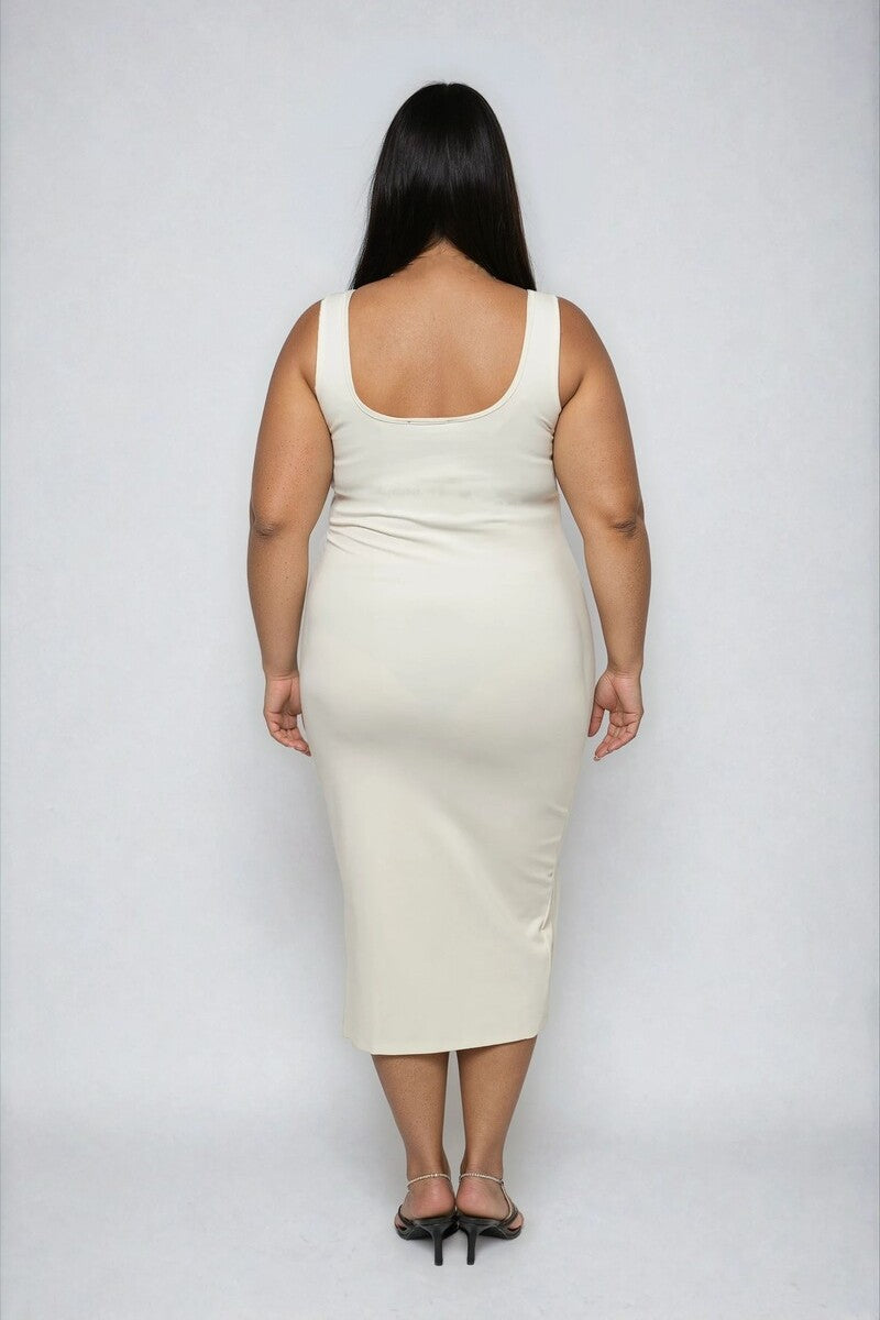 Plus Size Ponte Knit Bodycon Midi Dress