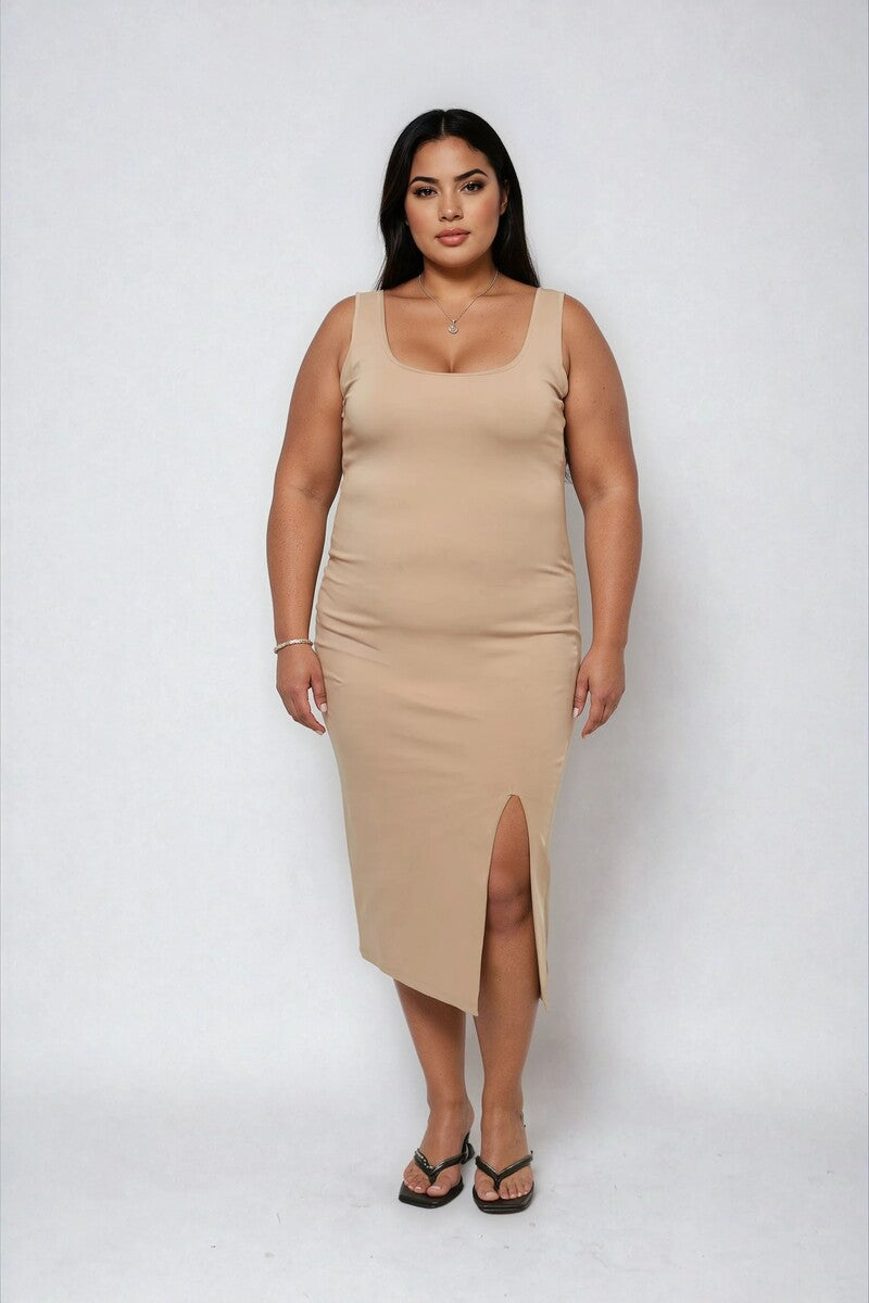 Plus Size Ponte Knit Bodycon Midi Dress