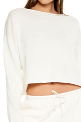 Drop-Sleeve Cropped Sweater