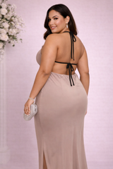 Plus Size Chiffon Halter Slip Maxi Dress