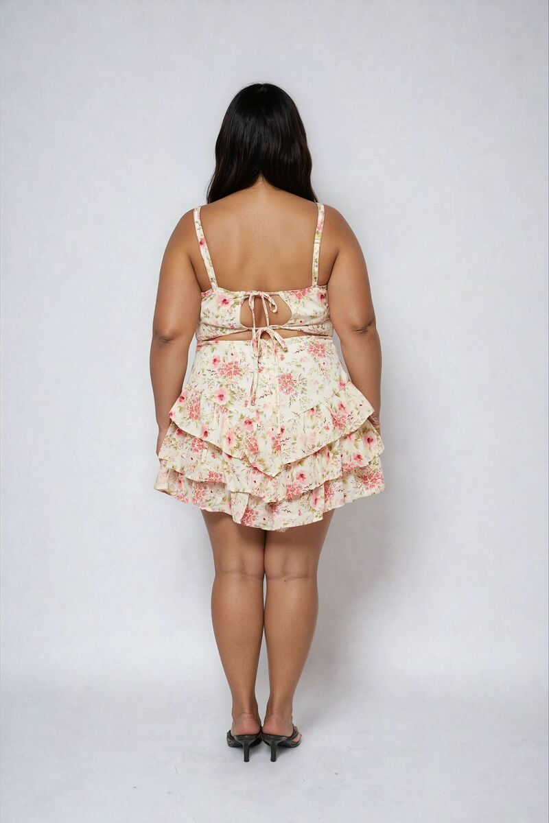 Plus Size Floral Ruffled Mini Dress