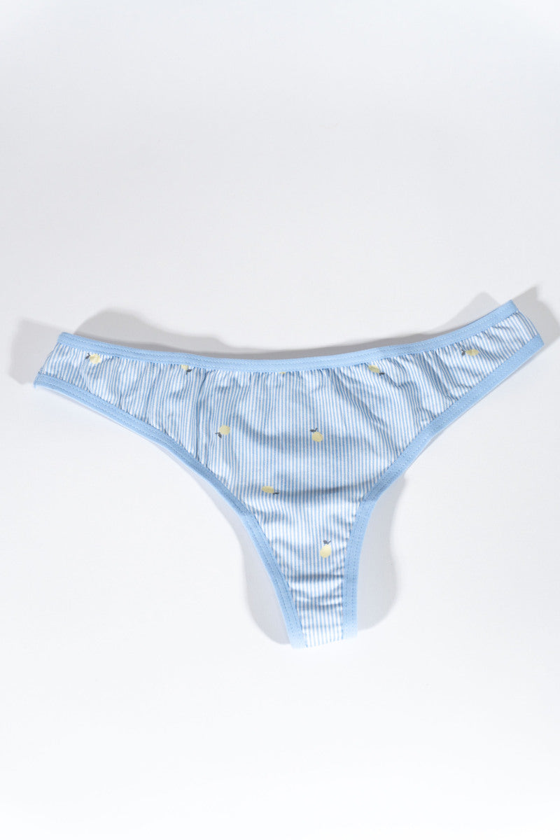 Ribbed Floral Thong