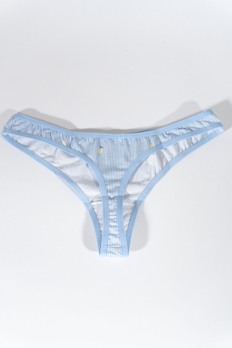 Ribbed Floral Thong