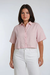 Plus Size Cropped Button-Front Shirt