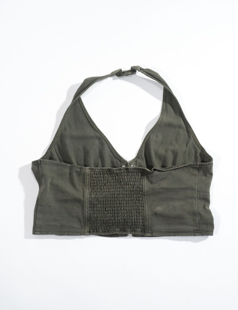 Plus Size Lace-Up Halter Top