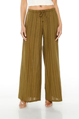 Wide-Leg Pinstriped Pants