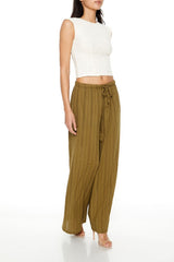 Wide-Leg Pinstriped Pants