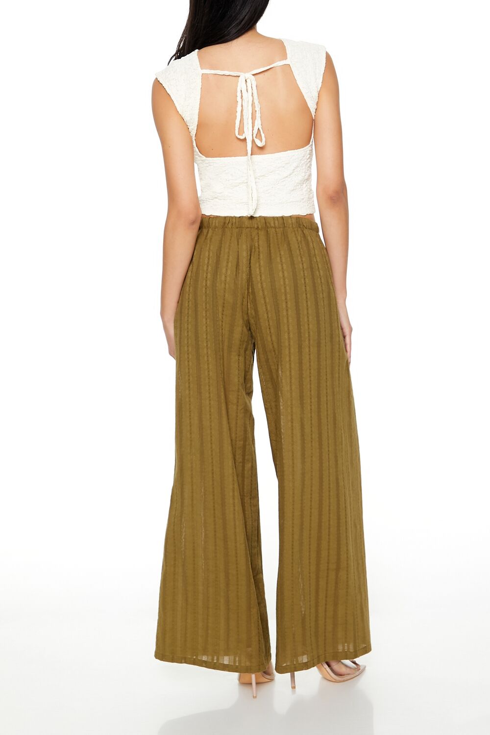 Wide-Leg Pinstriped Pants