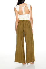 Wide-Leg Pinstriped Pants