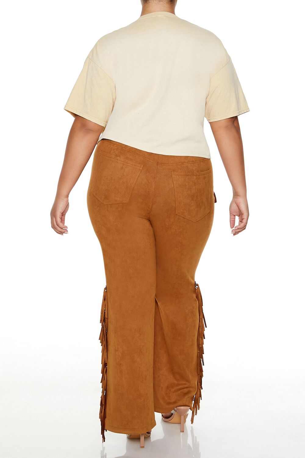 Plus Size Faux Suede Fringe Pants