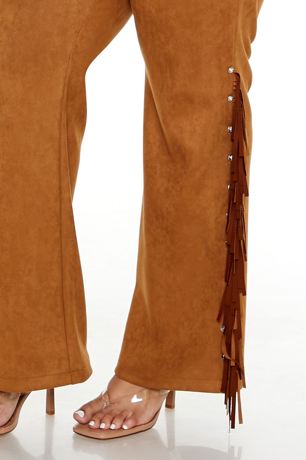 Plus Size Faux Suede Fringe Pants
